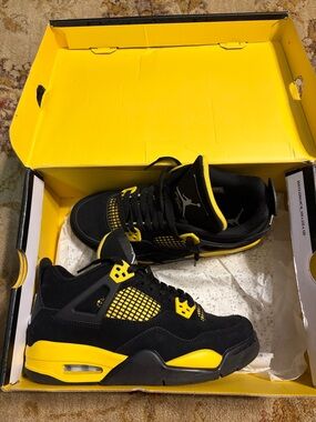 Jordan Black and Yellow Retro Basketball Sneakers
